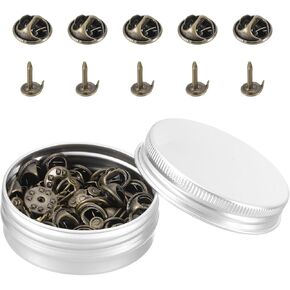 MECCANIXITY 50 Pairs Metal Pin Backs, Butterfly Tie Locking Pin Backs Replacement 11mm x 4mm for Hat Badge Craft Making, Gold Tone