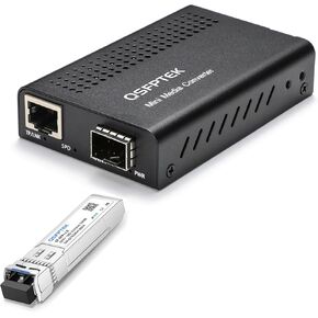 10G Media Converter with 10Gbse-LR SFP+ Module, RJ45 to SFP+ Fiber, 1 x 10G RJ-45 Port, 1 x 10Gbps SFP+ Slot, 10Gbe SFP Module for Cisco Power Adapter Included