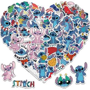 Cute Stitch Stickers for Kids, 50Pcs Cute Cartoon Stickers for Party Gifts,Waterproof Vinyl Sticker for Water Bottle,Laptop,Phone Case,Skateboard,Bicycle(Blue)