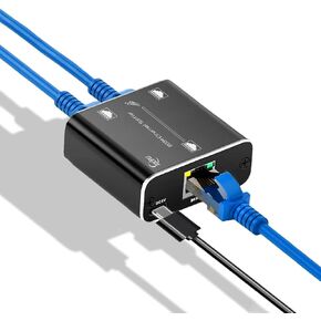 Ethernet Splitter 3Ports Switch 1 in 2 Out High Speed 1000Mbps RJ45 Ethernet Splitter LAN Splitter,Gigabit Internet Splitter with USB Power Cable for Cat5/5e/6/7/8 Cable