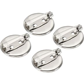 MECCANIXITY 100Pcs Brooch Clasp Pins Disc Base 29mm Blank Trays for ID Badges Name Cards Tags DIY Craft, Silver Tone