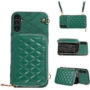 Compatible with Samsung Galaxy S25 Plus S25+ 5G Zipper Wallet Case with Shoulder Strap Flip Purse Card Holder Stand Phone Cover for S25Plus 25S + S 25 25+ S25Plus 25S 25+ Black