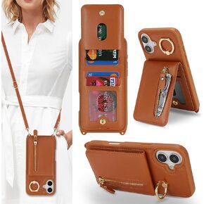 Jaorty متوافق مع iPhone 16 Pro Case Wallet مع حامل البطاقة للنساء الرجال ، مع حامل الحلقة ، PU Leather Magnetic Snapper Phone with Crossbody Strap for iPhone 16 Pro 6.3 "، Beige in Kuwait