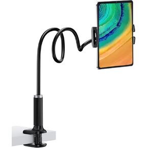 حامل اللوحي Gooseneck ، الحامل اللوحي: مرن ذراع مقطع قرص توصيل متوافق مع iPad Mini Pro Air ، Kindle ، Switch ، Galaxy Tabs ، أكثر من 4.7-11 "أجهزة-(أسود)