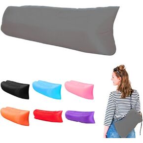 Inflatable Couch Air Sofa Hammock Portable, Waterproof Anti Air Leaking Design Camping Chair for Traveling Beach Picnics & Music Festivals Camping (Grey)