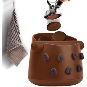 صندوق طحن القهوة |صندوق طحن قهوة الإسبريسو |التخلص من حاوية القهوة المطحونة | قضيب طرق قابل للإزالة وقاعدة مطاطية مضادة للانزلاق | ملحقات ماكينة الإسبريسو | قطعة قماش باريستا واحدة، صندوق طرق واحد (أسود)|JDHAVMOS in Kuwait