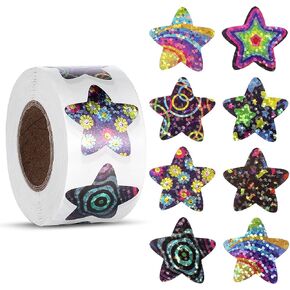 500 PCS Glitter Star Stickers for Kids Reward, 1 Inch Sparkly Star Stickers Roll Self-Adhesive Colored Shiny Stickers Behavior Chart Labels for DIY Craft School Teacher Student(Purple)