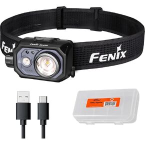 Fenix HL45R 1000 Lumen Zoomable Headlamp, USB-C Rechargeable, 3X AAA Dual Fuel, Gesture Sensing, Adjustable Focus with Floodlight,Spotlight, Red Light and LumenTac Organizer
