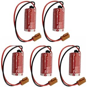 (5 عبوات 3.6 فولت 1600mAh ER17/33 2/3A بطارية لبطارية التحكم الصناعي PLC مع قابس بني