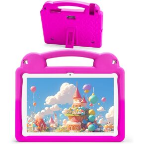 Kids Tablet - Android 14 Tablet - 10 Inch Tablet for Kids, WiFi 6, Octa-Core, 8(4+4) GB RAM 64GB ROM, 5000mAh, GMS, Android Tablets with Parental Control (Pink with EVA Case)