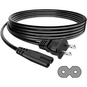Universal 2 Prong AC Power Cord Replacement Power Cord Cable
