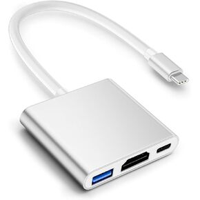 USB C to HDMI Adapter, 4K HDMI to USB-C Adapter with 100W PD and USBA 3.0 Port USBC Hub Multiport Adapter Compatible with MacBook Pro/Air, iPad Pro/Air, Dell XPS, iPhone 15 Pro/Max, Android and More