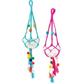 Totally Deco Make Your Own Macrame Mini Colorful Plant Hangers Kit to Make and Display