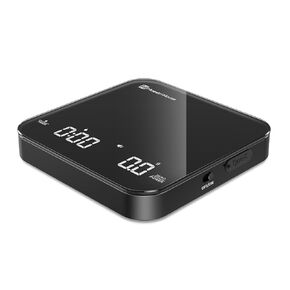 Rechargeable Mini Coffee Scale with Timer, Maestri House Espresso Scale, 2kg/0.1g Accurate Scale for Espresso and Pour-Over Coffee, Portable Digital Kitchen Scale with Automatic Timing（Black&Silver）