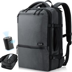 Dinictis Airback Backpack with Pump，Expandable to 60L Backpack with Vacuum Compression， Vacpack Backpack for Travel- Dark Grey