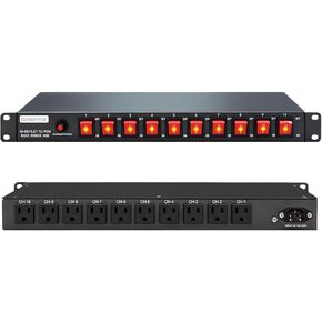 1U PDU Rack Mount Power Strips - 6-Outlet Horizontal Surge Protection Power Outlets, 100V-240V-12A, with 6-Foot Detachable Power Cord, for Network Server Racks (by CENTROPOWER)