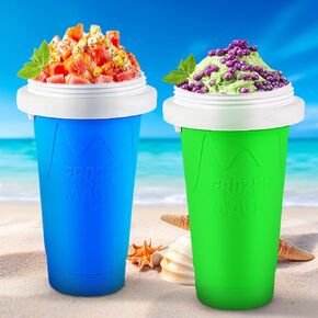 Slushy Maker Cup, TIK TOK Quick Frozen Magic Squeeze Cup For Chocolate MilkShake, Sorbet, Smoothies, Slushies & More, 2 in 1 Straw & Spoon, With Gorgeous Luxury Box, Perfect for Kids & Adult