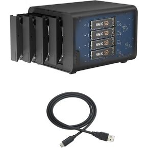 TERRAMASTER D8 Hybrid HDD NVMe Hybrid RAID Enclosure + Official USB 3.2 Type-A to Type-C Cable, Stable High-Speed Data Transfer