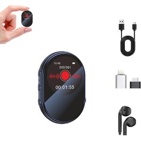 128GB AI Intelligent Voice Recorder with Screen and Artificial Intelligence Noise Reduction Recording, Power-On Password, Timed Recording, Memory Playback, Portable Compact Recording Device