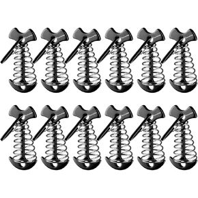 Deck Anchors XINCAMPING 12pcs Aluminum Tent Pegs for Wooden Decks, Windproof Rope Tighteners & Adjusters for Tents, Canopies, Camping Furniture Black