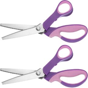 uxcell 1 Set Sewing Scissors Serrated Tailor Scissors Stainless Steel Delicate Sewing Scissors for Fabric Cutting Embroidery Sewing Handcraft Craft Art Work DIY Tool 2 Colors