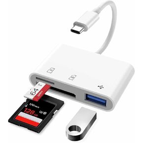 USB C SD Card Reader for iPhone 15/16, MacBook, Mac, Type C Memory Card Reader, SD Card Adapter Supports SD and MicroSD, USB C to SD Card Reader for PC, Computer, Samsung, Android (Plug and Play)