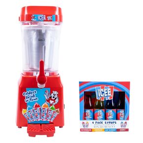 Fizz Creations ICEE Home Countertop Slushie Maker & 4-Pack Syrups Bundle. Creates up to 34Floz of Ice Cold Slushy.