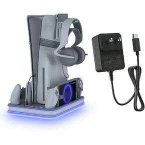 PS5 Slim Charger Station, PS5 Charging Dock with Controller Charger and Cooling Fan, PS Portal Charger