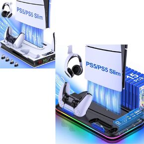 PS5 Cooling Station Black+White PS5 Slim Cooling Stand