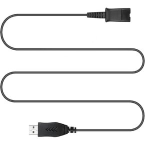 QD Headset Adapter to USB Cable, QD Connector to USB-A Plug Cord for Plantronics Quick Disconnect Wired Headset Compatible with Computer Laptop PC Desktop Mac UC Skype Lync Softphone Windows Linux