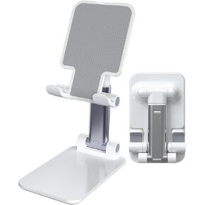 Adjustable Phone and Tablet Stand with Silicon Pad, Portable Foldable Design, Cell Phone Stand for Desk Fully Forldable Mobile Phone Holder Compatible with All Mobile Phones (Black)