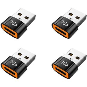 USB to USB C Adapter Fast Charging 4 Pack USB 3.0 Male to Type C Female OTG Converter Replacement for iPhone 16 16e 15 Pro Max Plus Samsung Galaxy S25 Car Charger