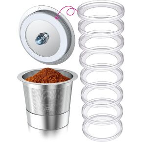 Reusable K Cups for K-eurig，Silicone Gaskets for Stainless Steel KCup Lid, Gasket Ring Replacement Silicone Seals (8 Pack)