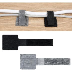 50 Pcs Self Adhesive Hook and Loop Cable Straps Ties Adjustable Cable Strap Cord Wrappers Wire Management Multi-Purpose Cord Organizer for Office Home Kitchen Appliances 3.54 × 1.10 inches Gray Black