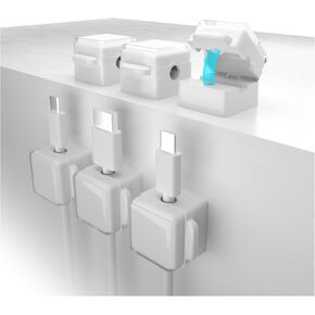 Magnetic Cable Clips & Cord Organizer Holder for Desk, Nightstand, Wall, Car - Strong Adhesive Cord Management for Charging Cords, USB, HDMI, Power Cables - White