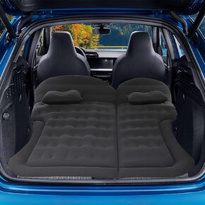 SUV Air Mattress, Car Air Mattress Double Layer Thick Flocking Travel Camping Bed with Air Pump 2 Pillows, Durable Inflatable Car Mattress for SUV Trunk and Sedan Backseat (Black)
