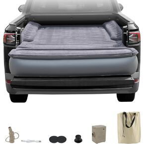 Pickup Truck Bed Air Mattress with Built-in Air Pump & Inflatable Pillows, Full Size Self Inflating Double Flocking SUV Car Bed Air Mattress for Backseat, Trucks, Pickups, Camping, Tent