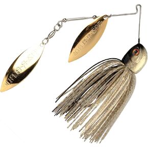 Strike King (TGBDWEL34-215) Tour Grade Bottom Dweller Spinnerbait Fishing Lure, 3/4-Ounce, Size 5/0 Hook, Tandem Raz-R Blade High RPM Blades, Hand-Tied Skirt, Golden Shiner