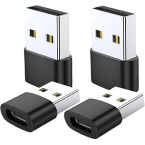USB to USB C Adapter,USB C Female To USB Male Super Fast Charging and OTG Adapter Converter Compatible with iPhone 15 14 13 12 11 Pro Max Plus,iPad Pro Air 5 Mini 6,Samsung Galaxy S24/S23/S22 (4 Pack)