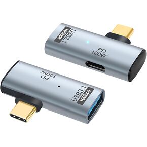 2-in-1 USB C إلى USB 3.2 10GBPS محول مع ميناء شحن 100W ، و USB Type-C ذكر USB-A أنثى OTG (على الانتقال) محول نقل البيانات لسلسلة iPhone 16/15 ، MacBook ، iPad والمزيد من أجهزة النوع C