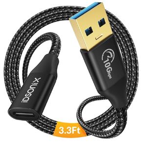 iDsonix USB C Female to Male Adapter - 3.3Ft, USB A to C Adapter, USB 3.1 Gen 2 [10Gbps] Data Transmission, 3A Fast Charging for MacBook Pro, iPad, Samsung Galaxy, USB c Hub and More