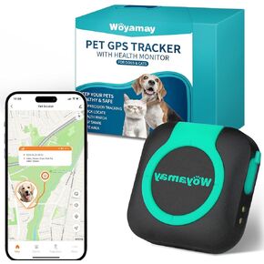 GPS Tracker for Dogs and Cats, Dog GPS Tracker, Mini Cat & Dog GPS Tracker with Health Monitor and GPS Dog Fence, Waterproof GPS Pet Tracker, Works with Any Collar (Android and iOS Universal)