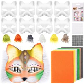 8 PCS DIY Therian Cat Mask مجموعة مع Mesh Eye Mesh Therian Cat Mask Farry Therian Mask for Halloween Masquerade in Kuwait