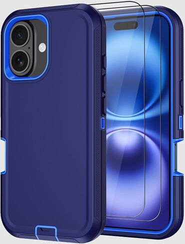 Designed for iPhone 16 Case, Military Grade 3-Layers Shockproof Dropproof Hybrid Cell Phone Cover with Screen Protectors X2, Heavy Duty Full-Body Protective Case for Apple iPhone 16 (Wine) in Saudi Arabia