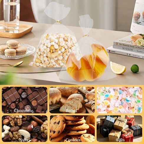 Cellophane Treat Bags, Cellophane Bags, 120 PCS Clear Cellophane Bags, 6x10 Inch Plastic Cellophane Gift Bags Cookie Bags Candy Bags with Twist Ties for Gift Wrapping Packaging Party Favor Supplies in Kuwait