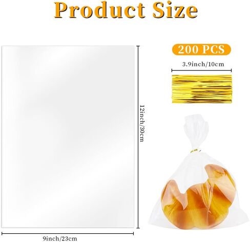 Cellophane Treat Bags, Cellophane Bags, 120 PCS Clear Cellophane Bags, 6x10 Inch Plastic Cellophane Gift Bags Cookie Bags Candy Bags with Twist Ties for Gift Wrapping Packaging Party Favor Supplies in Kuwait