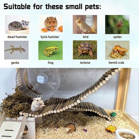 Rat Bendy Long Suspension Bridges,Hamster Bendable Tunnel,Gerbil Wooden Ramp,Hamster Cage Climbing Ladder,Natural Wood Chews Toys for Rodents,Mouse,Dwarf Hamster in Saudi Arabia