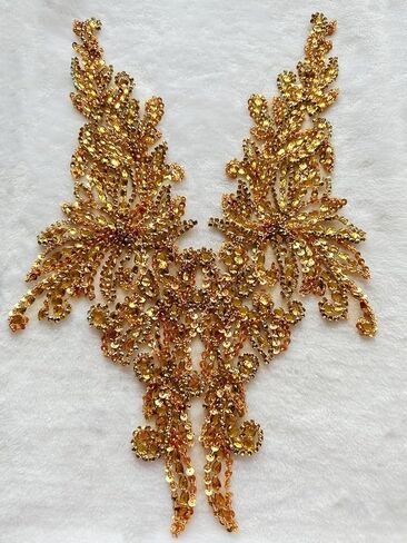 Zbroh Pure Handsewing Rhinestones Applique Multicolor Patch DIY Craft Accessories for Girl Wedding Dress 14X20inches (Deepgreen) in Kuwait