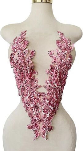 Zbroh Pure Handsewing Rhinestones Applique Multicolor Patch DIY Craft Accessories for Girl Wedding Dress 14X20inches (Deepgreen) in Saudi Arabia