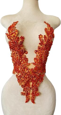 Zbroh Pure Handsewing Rhinestones Applique Multicolor Patch DIY Craft Accessories for Girl Wedding Dress 14X20inches (Deepgreen) in Saudi Arabia